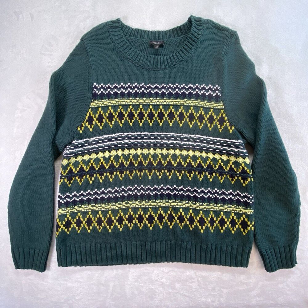 Talbots Sweater Womens XL cabincore grandpacore 3D Knit Crewneck New